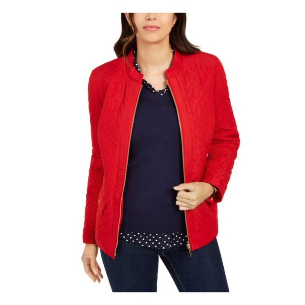 Charter Club Quilted Jacket Red Polish Size XS $89.50